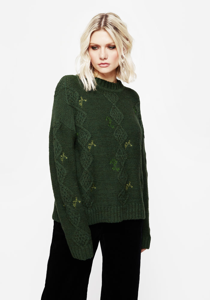 Barberry Embroidered Diamond Knit Sweater