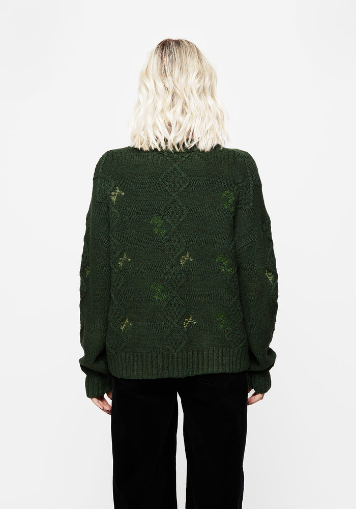 Barberry Embroidered Diamond Knit Sweater
