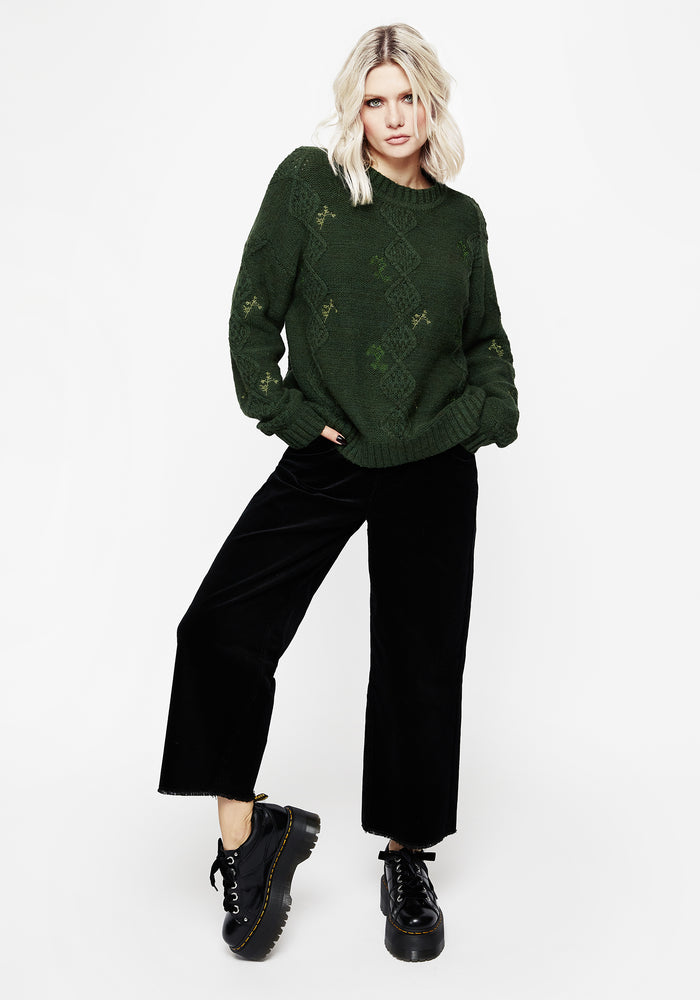 Barberry Embroidered Diamond Knit Sweater