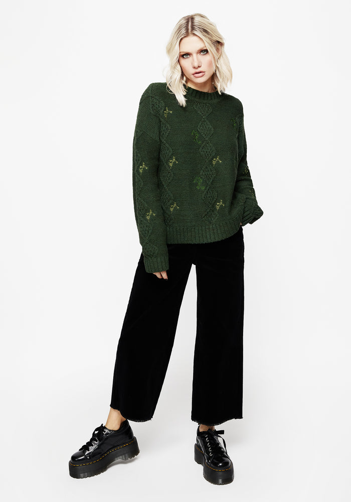 Barberry Embroidered Diamond Knit Sweater
