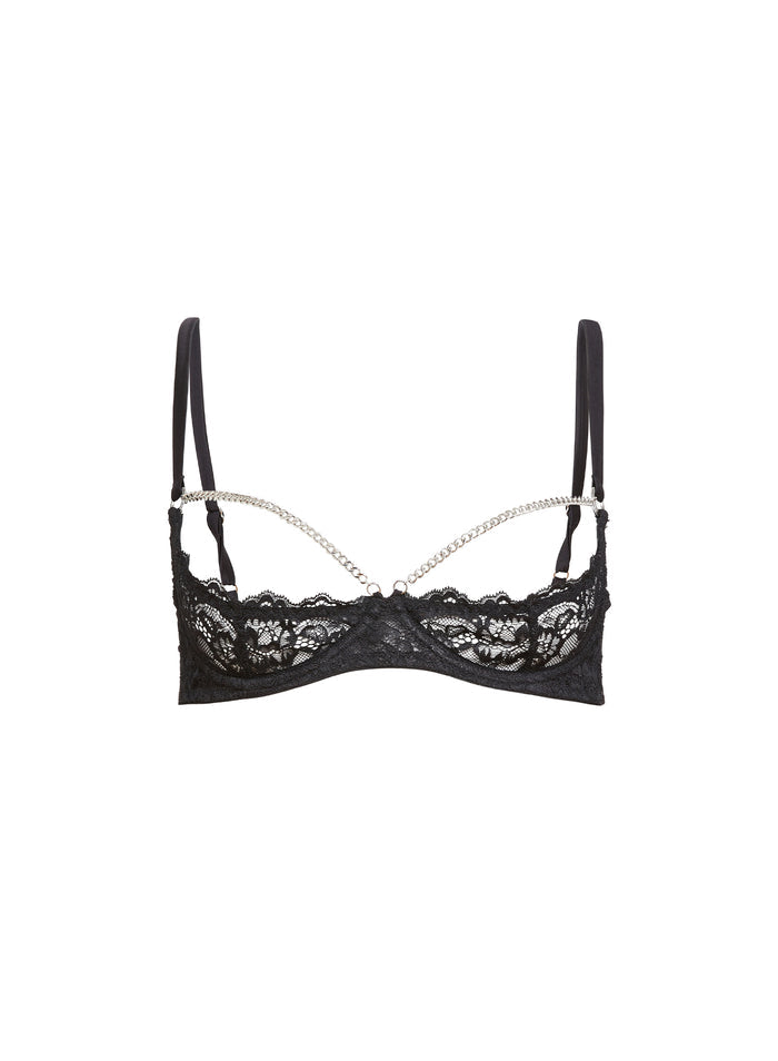 Bianca Chain Ouvert Bra-black-flat