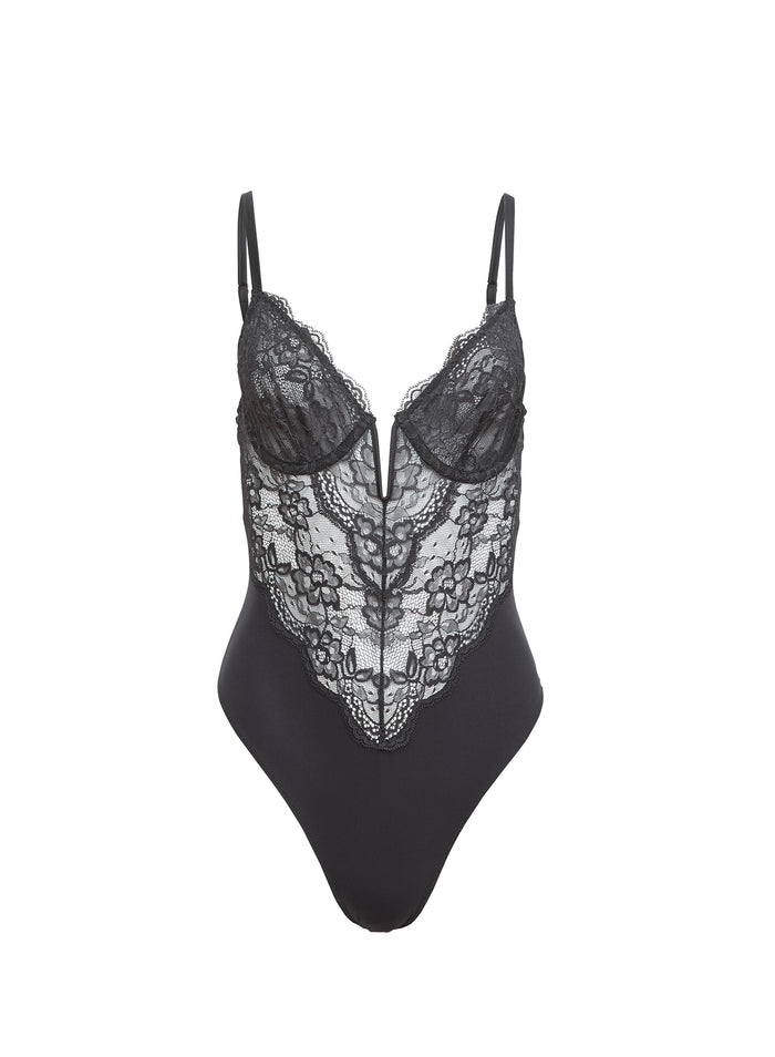 Bianca Lace Bodysuit-black-flat