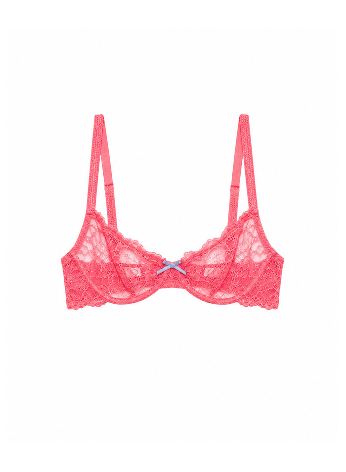 Bianca Lace Bra-neon coral-flat