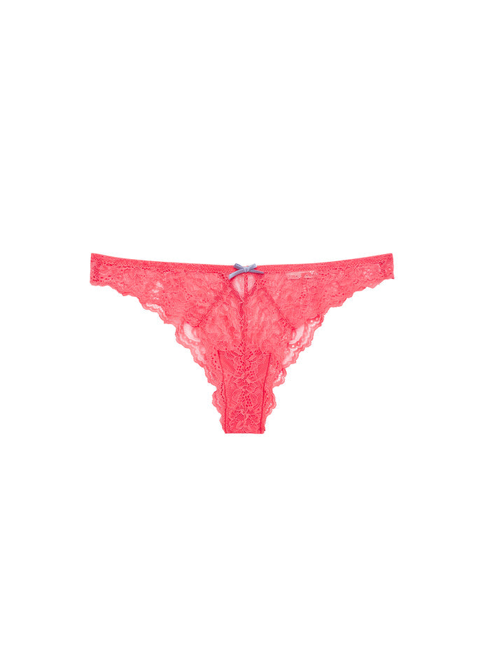 Bianca Lace Cheeky-neon coral-flat