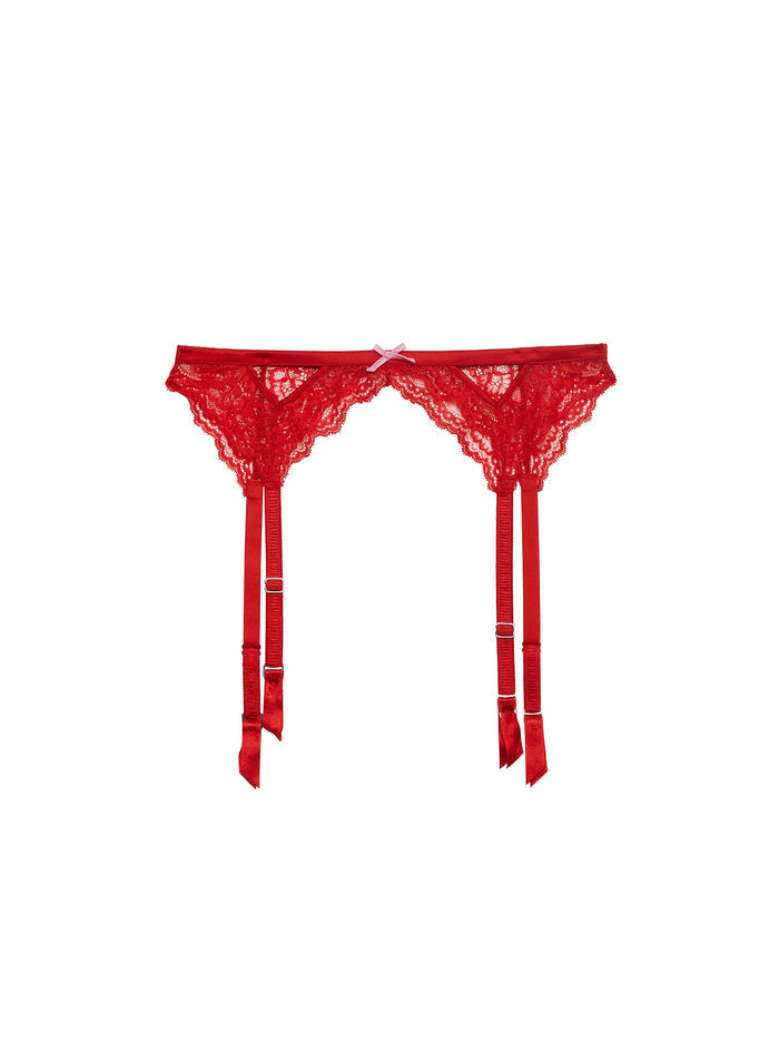 Bianca Lace Garter Belt-rouge-flat