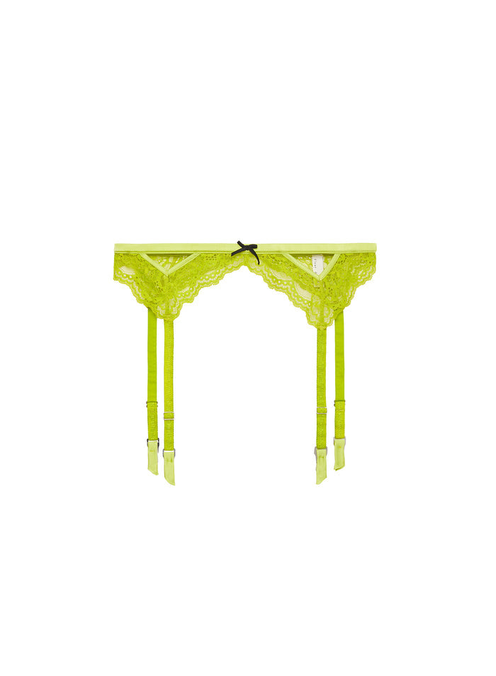 Bianca Lace Garter Belt-lime punch-flat