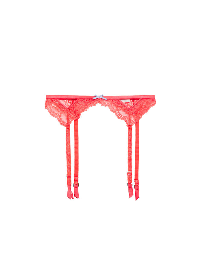 Bianca Lace Garter Belt-neon coral-flat