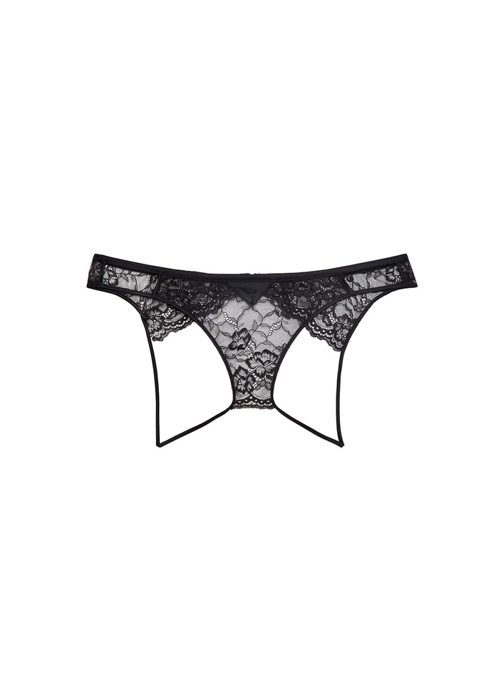 Bianca Lace Ouvert Panty-black-flat