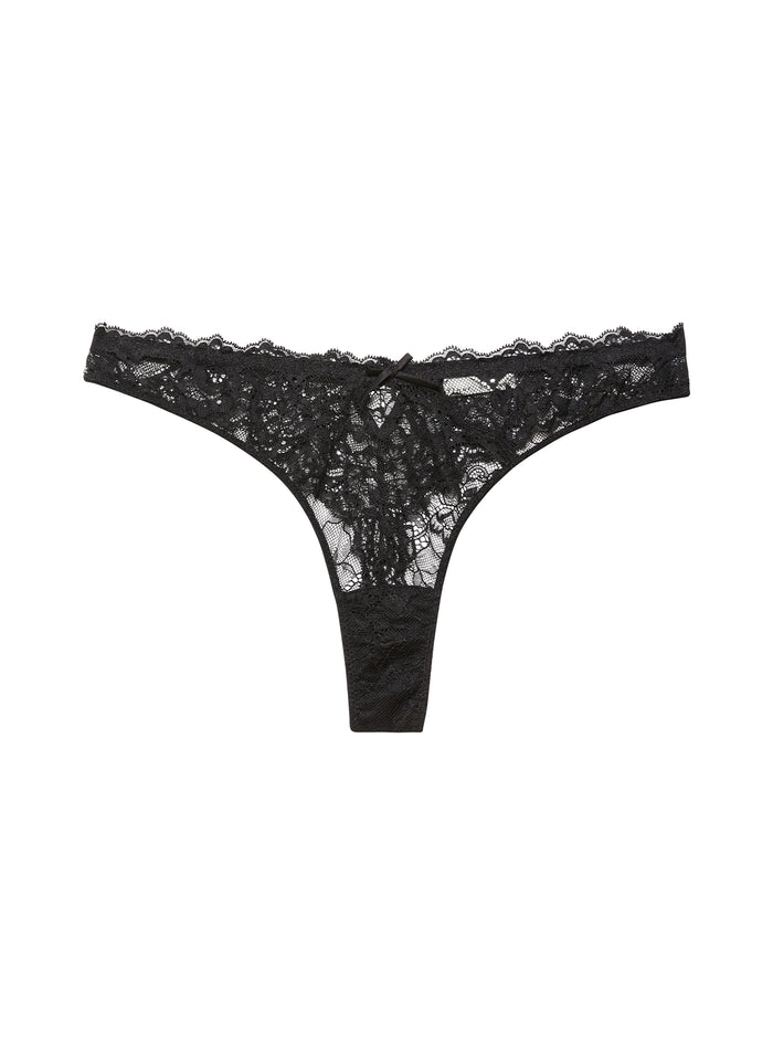 Bianca Lace Thong-black-flat