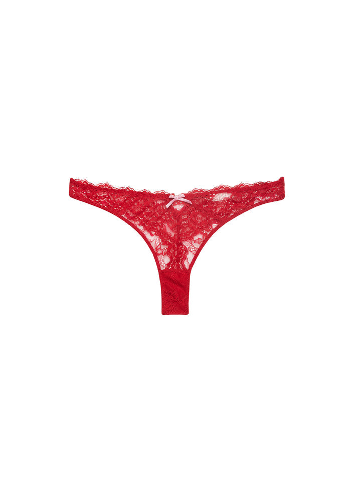 Bianca Lace Thong-rouge-flat