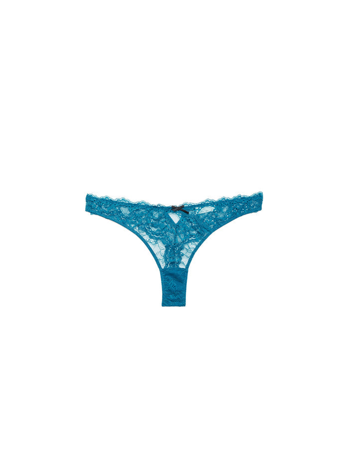Bianca Lace Thong-aquamarine-flat