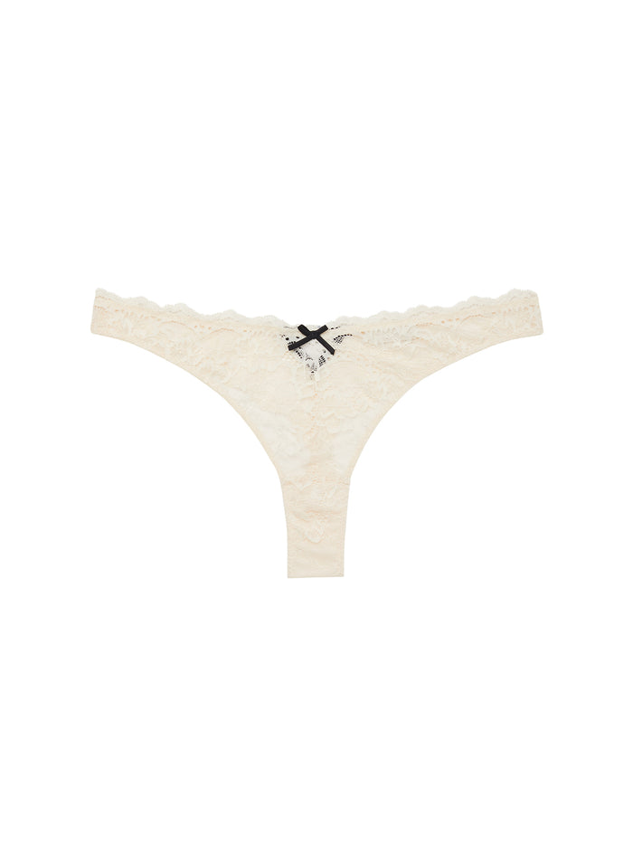 Bianca Lace Thong-linen beige-flat