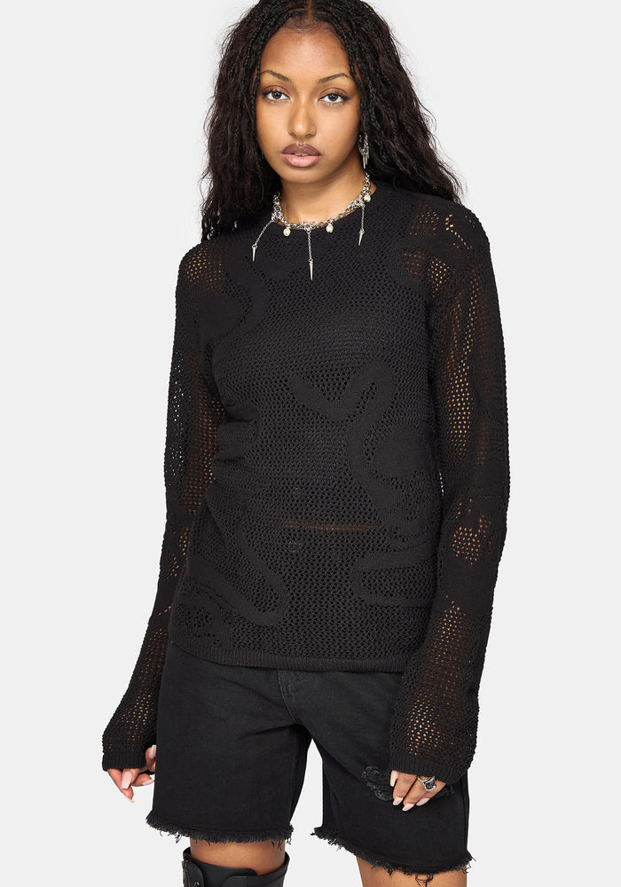Blanc Snake Mesh Sweater