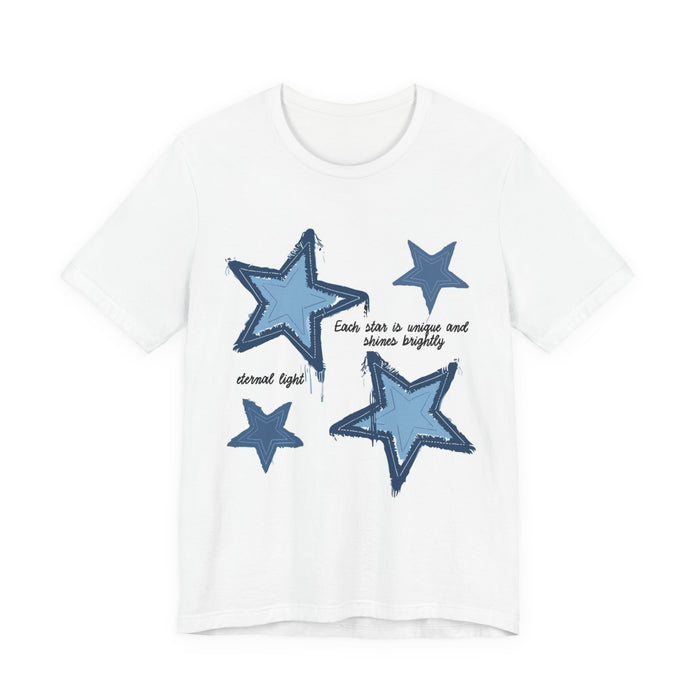 Blue Star Graphic Tee — "Each star is unique and shines brightly" Short Sleeve T-shirt