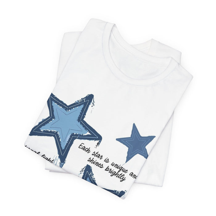 Blue Star Graphic Tee — "Each star is unique and shines brightly" Short Sleeve T-shirt