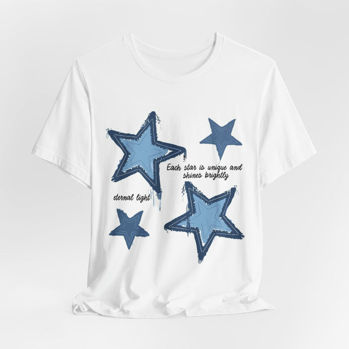 Blue Star Graphic Tee — "Each star is unique and shines brightly" Short Sleeve T-shirt