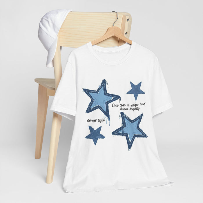 Blue Star Graphic Tee — "Each star is unique and shines brightly" Short Sleeve T-shirt