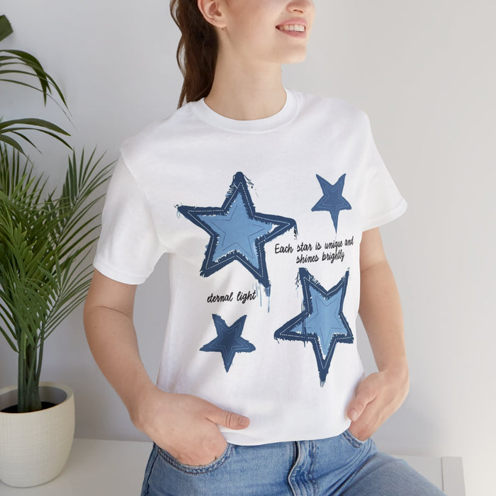 Blue Star Graphic Tee — "Each star is unique and shines brightly" Short Sleeve T-shirt