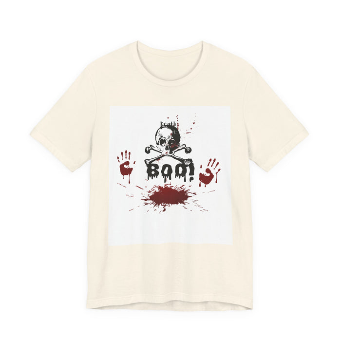 Boo Skull & Blood Splatter Tee — Halloween Horror Graphic T-Shirt