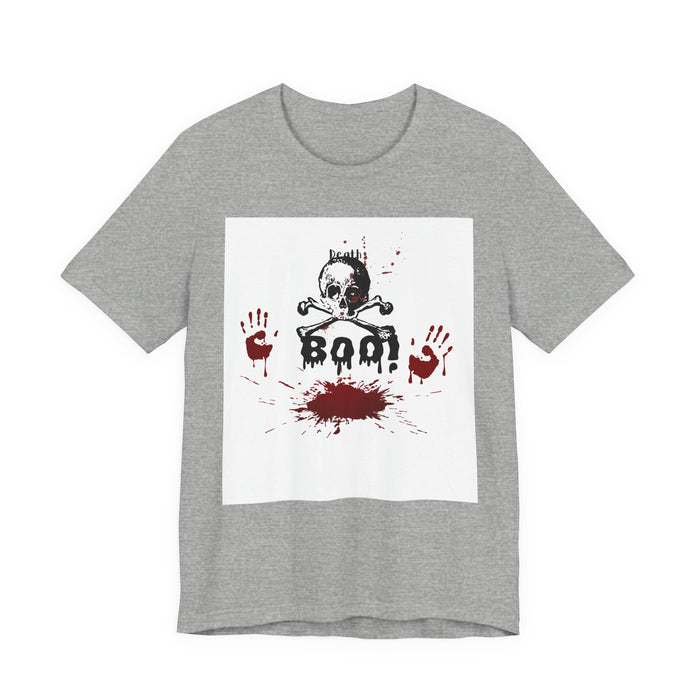 Boo Skull & Blood Splatter Tee — Halloween Horror Graphic T-Shirt