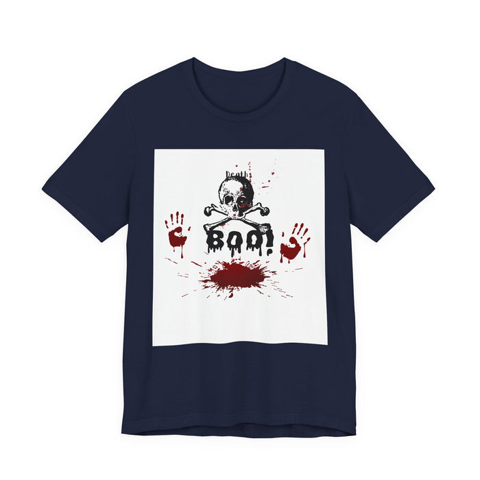 Boo Skull & Blood Splatter Tee — Halloween Horror Graphic T-Shirt