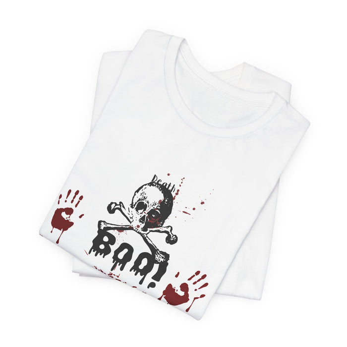 Boo Skull & Blood Splatter Tee — Halloween Horror Graphic T-Shirt