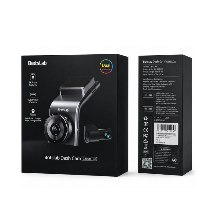 Botslab G300H Pro 2-Channel Dash Cam — 2K Front + 1080p Rear