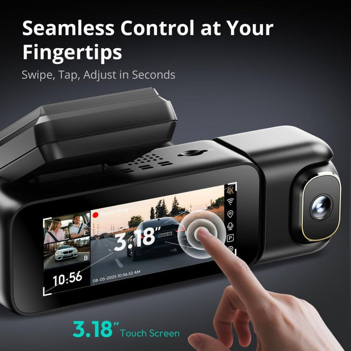 Botslab G980H 3-Channel Dash Cam — 4K Front + 1080p Cabin/Rear + 64GB SD Card