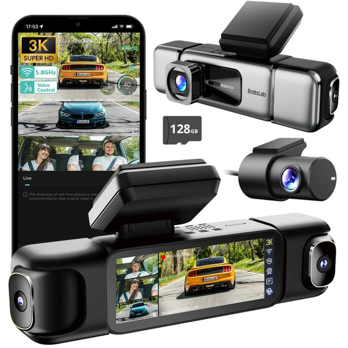 Botslab G980H 4-Channel Dash Cam — 3K Front + 1080p + 128GB SD Card