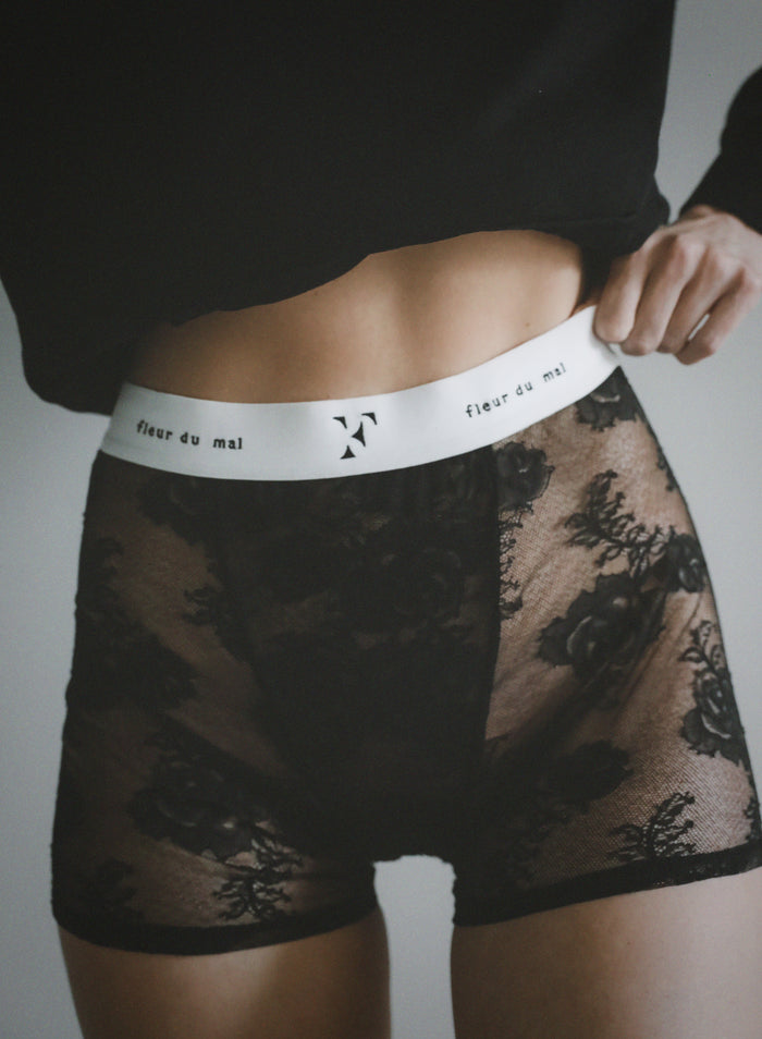 Bouquet Lace Boxer Brief-black