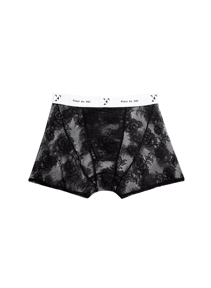 Bouquet Lace Boxer Brief-black-flat