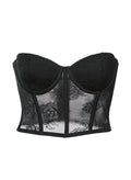 Bouquet Lace Bustier Top-black-Fleur du Mal-flat