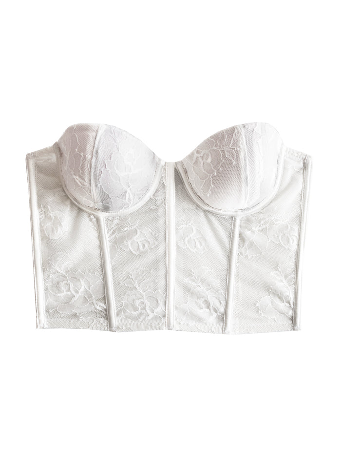 Bouquet Lace Bustier Top-snow-flat