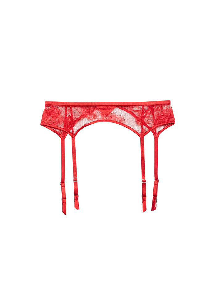 Bouquet Lace Garter Belt-rouge-flat