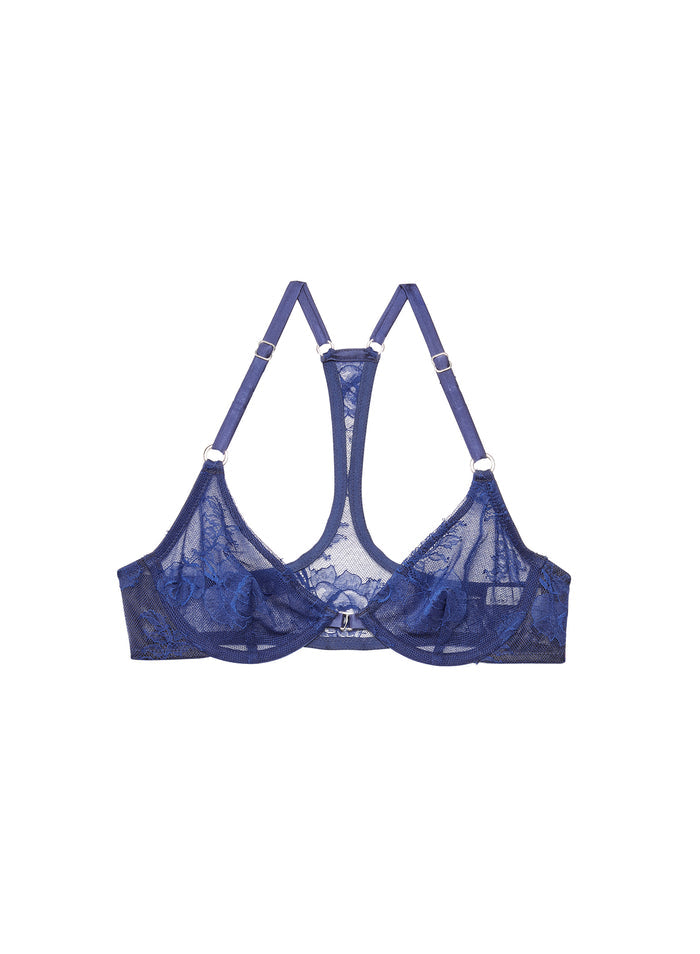 Bouquet Lace Racerback Demi Bra-midnight navy-flat
