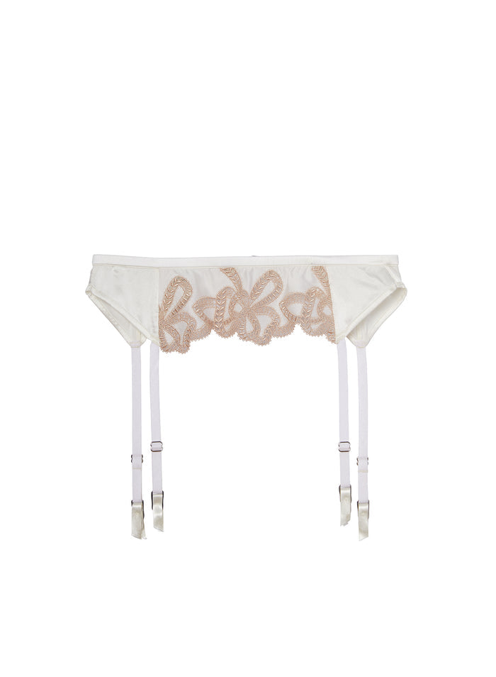 Bow Guipure Embroidery Garter Belt-ivory-flat