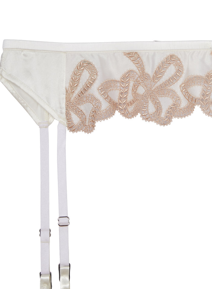 Bow Guipure Embroidery Garter Belt-ivory-flat