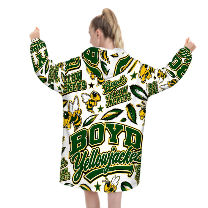 Boyd Yellowjackets School Spirit Hooded Blanket | Green & Gold Football Blanket Hoodie