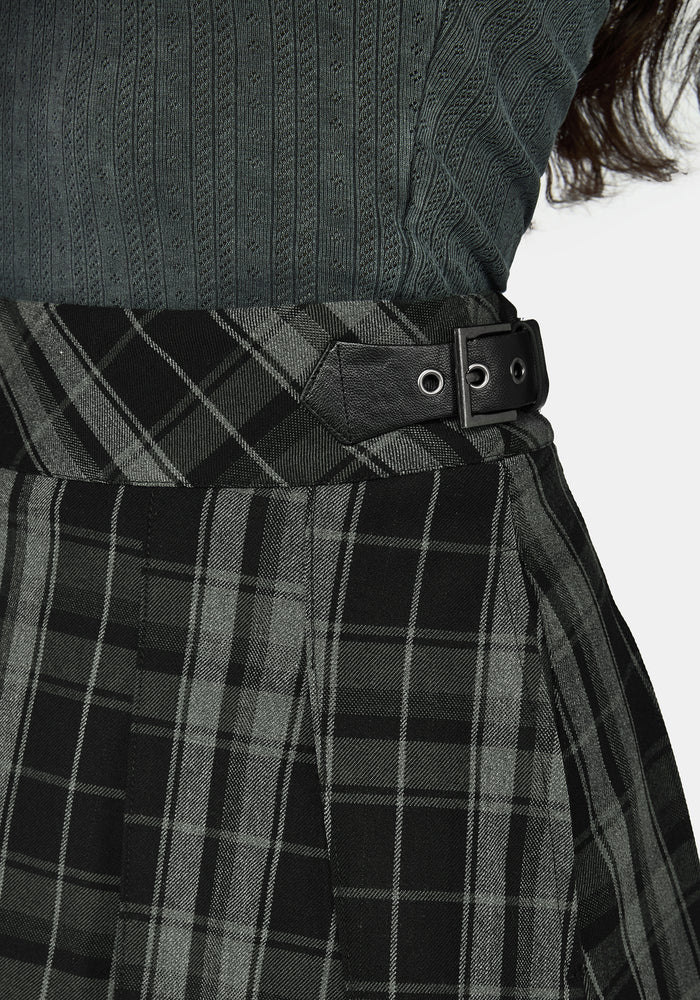 Bramble Buckled Mini Skirt - Dark Green