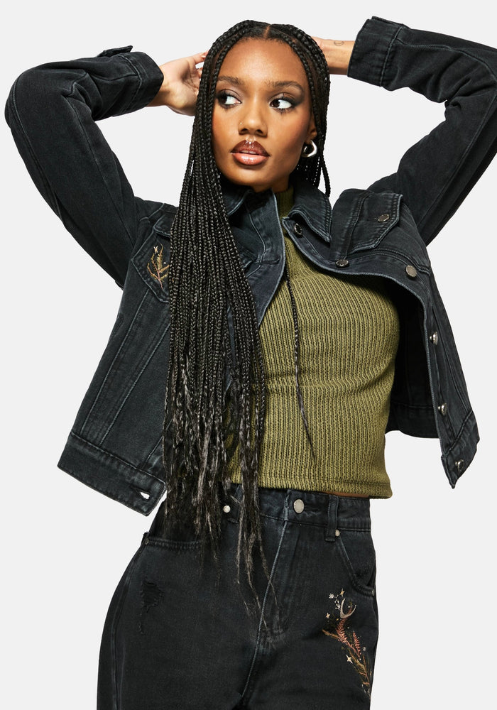 Bryony Striped Crop Top - Olive Green