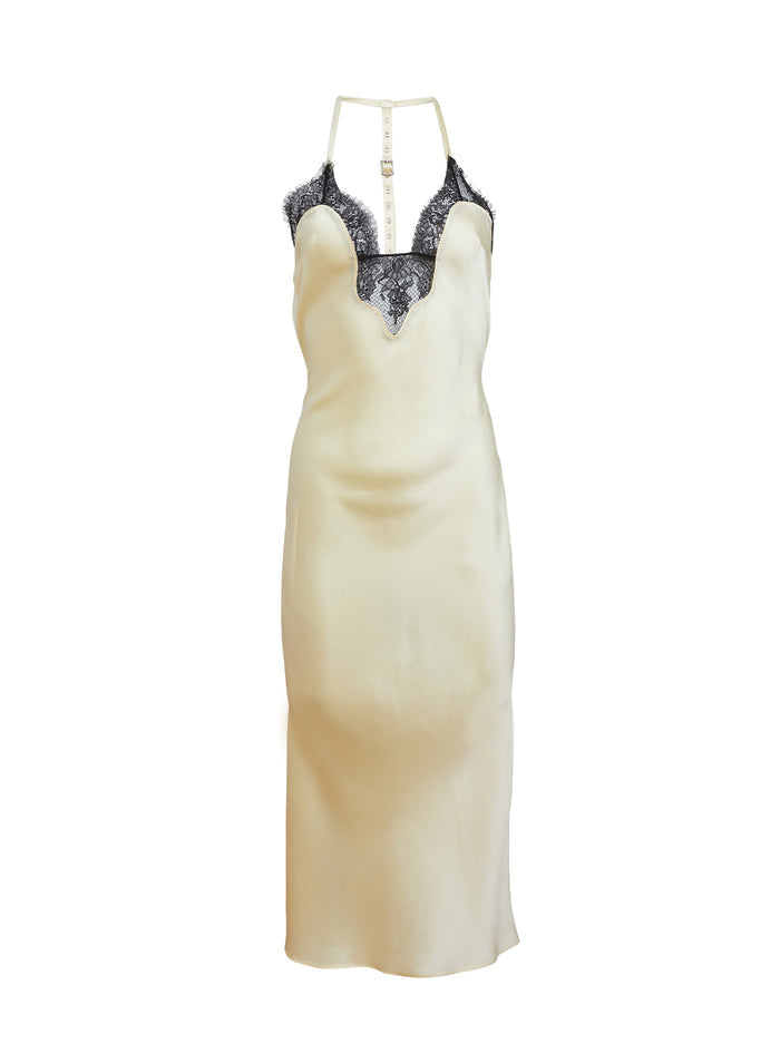 Buckle T-Strap Dress-buttercream-flat