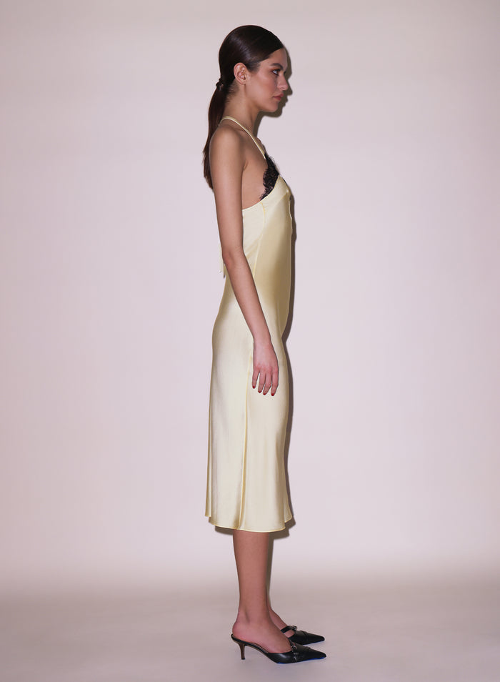 Buckle T-Strap Dress-buttercream-side