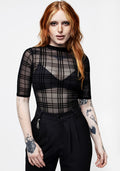 Buffy Check Mesh Short Sleeve Top
