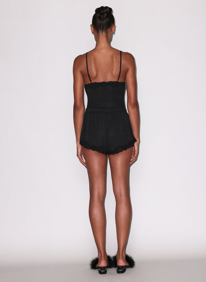 Butter Rib Flutter Short-black