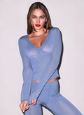 Butter Soft V-Neck Tee-blue haze-Fleur du Mal