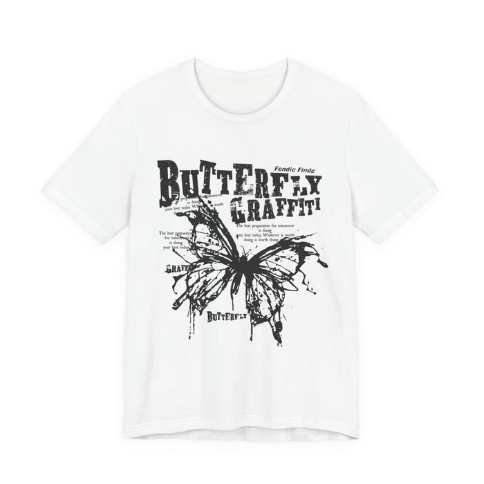 Butterfly Graffiti Tee – Distressed Black Ink Butterfly Graphic T-Shirt