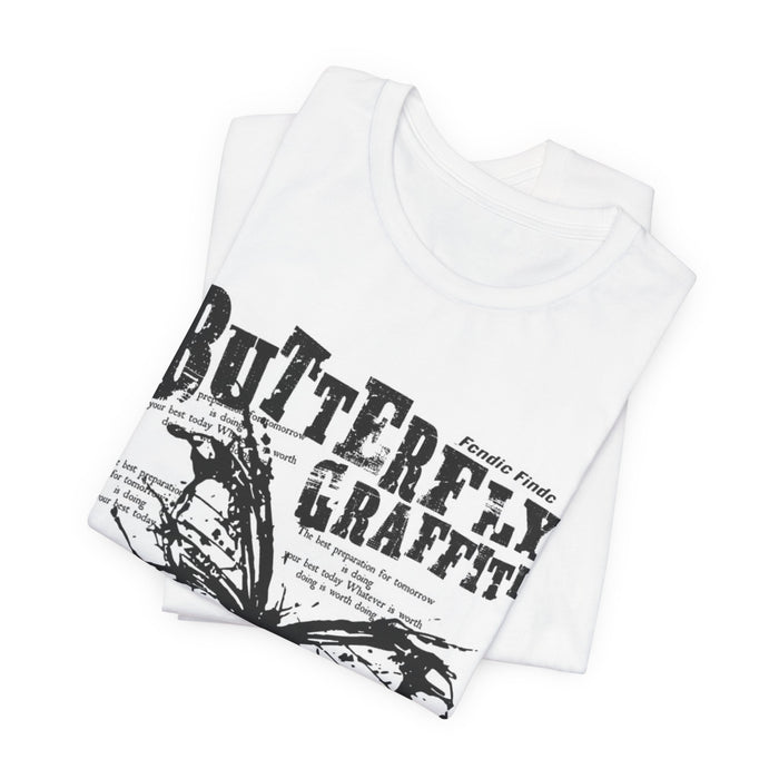 Butterfly Graffiti Tee – Distressed Black Ink Butterfly Graphic T-Shirt