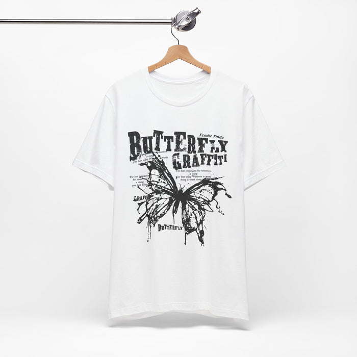 Butterfly Graffiti Tee – Distressed Black Ink Butterfly Graphic T-Shirt
