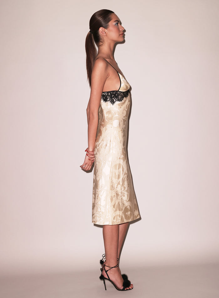 Butterfly Jacquard Slip Dress-buttercup paisley jacquard