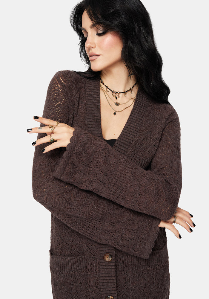 Cadmium Chunky Ribbed Longline Cardigan